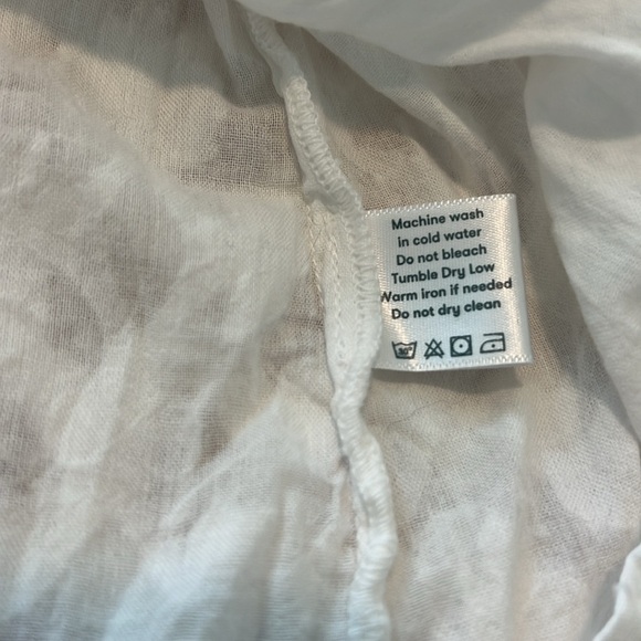 Roller Rabbit Tunic Notch Collar Tassel Belted White Cotton Flutter Sleeve Top - Picture 8 of 14